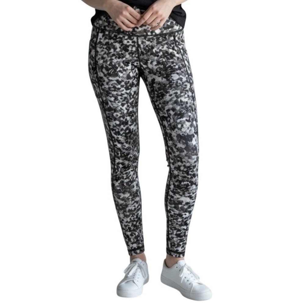 Athleta Salutation Stash 7/8 Tight‎ Leggings Black Grey Floral Print Small S